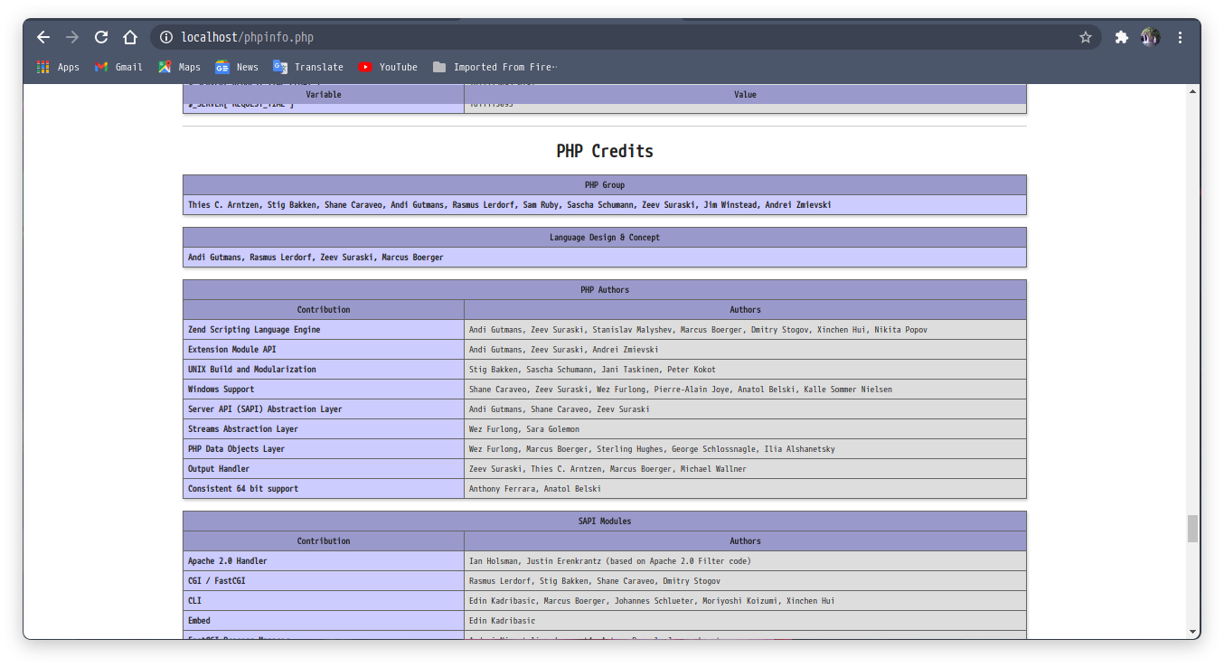 phpinfo